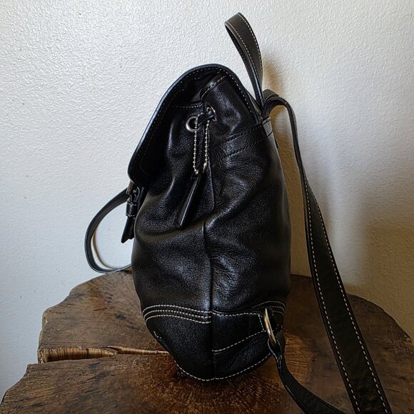 Vintage Coach Soho 3559 Black Leather Backpack Purse Drawstring Buckle - Picture 10 of 16